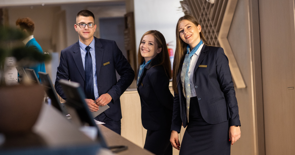 Smiley hotel reception staff